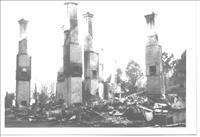 Black and white image of fire damage